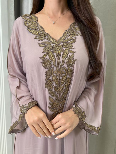 Double Chiffon+Tulle M5awar embroidery