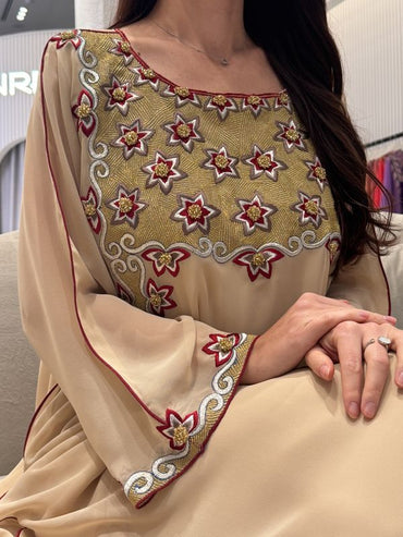 Chiffon Machine+Handmade Embroidery