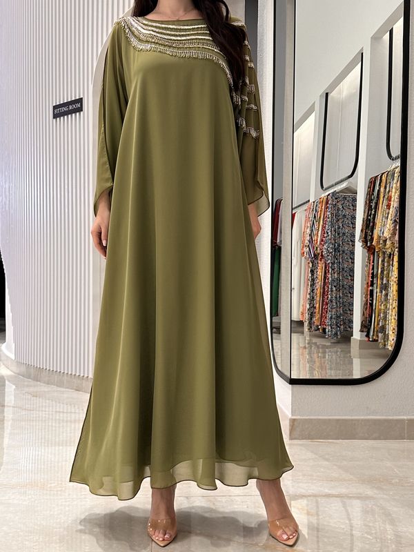 قطعتان من الشيفون المطرز يدوياً