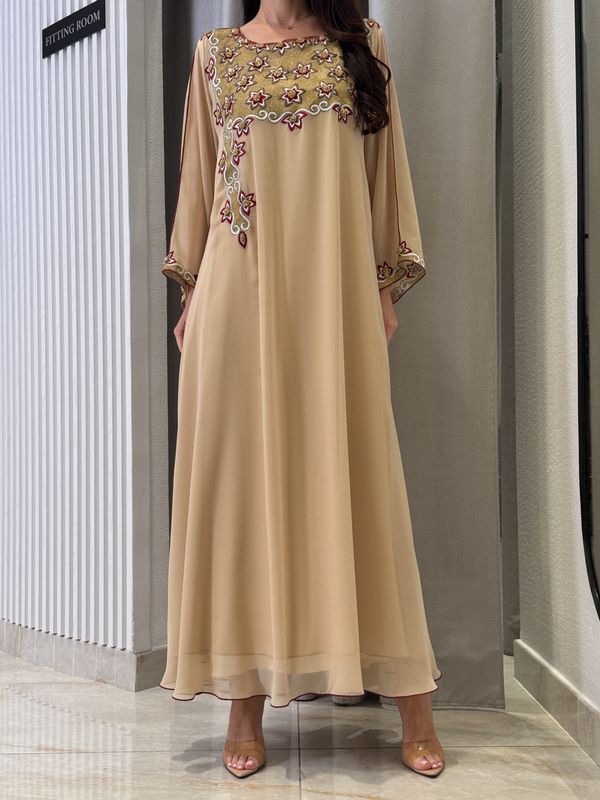 Chiffon Machine+Handmade Embroidery